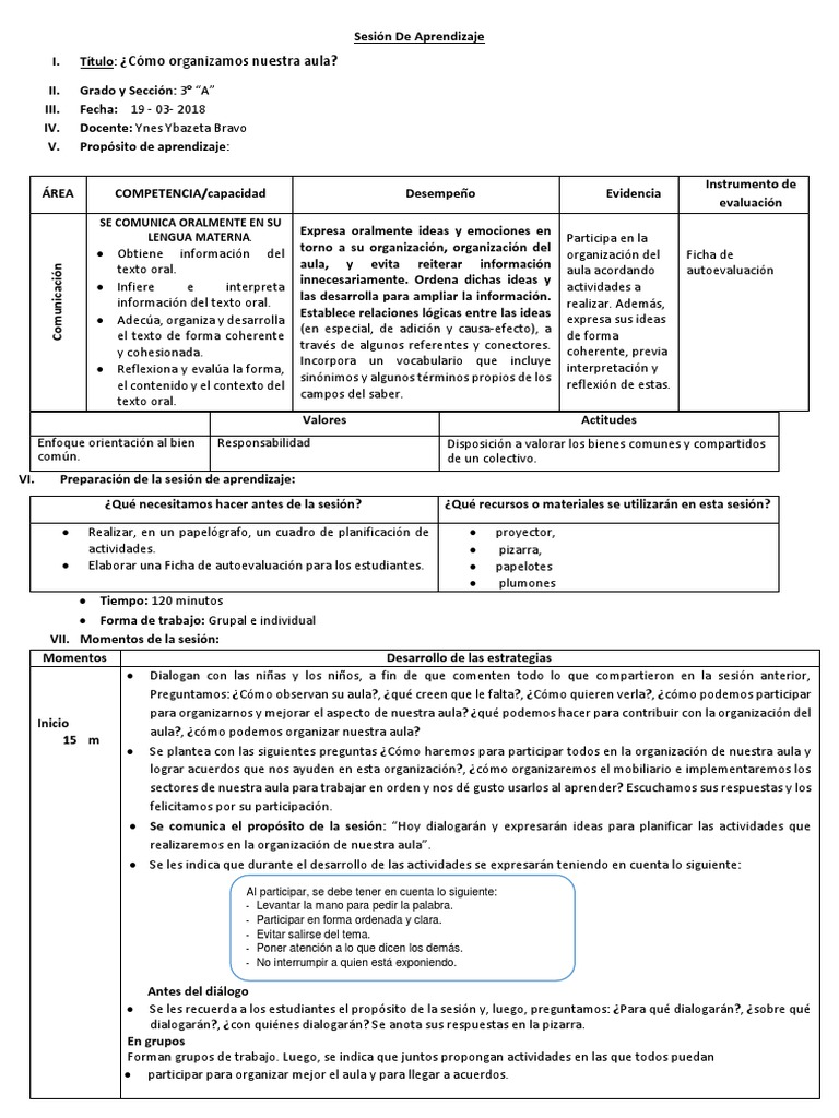 Organización Creativa del Aula 3° "A" | PDF | Salón de clases | Evaluación