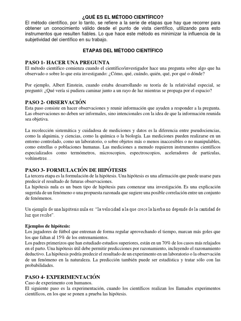 Etapas del Método Científico Explicadas | PDF | Hipótesis | Método ...