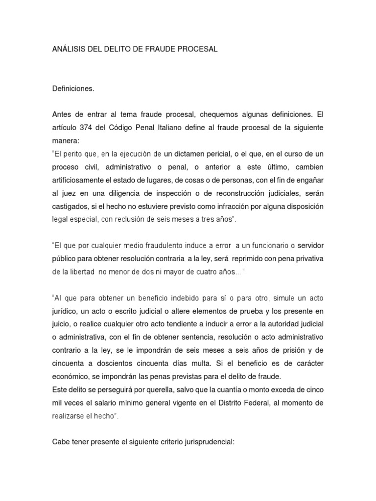 Análisis del Fraude Procesal | PDF | Ley procesal | Derecho penal