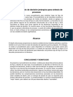 Un Procedimiento de Decisión Jerárquica para Síntesis de Procesos