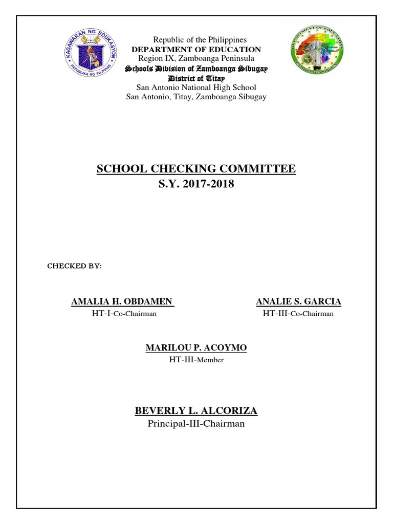 School Checking Committee S.Y. 2017-2018: Department of Education | PDF
