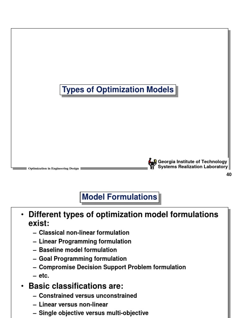 Types of Optimization Models: Georgia Institute of Technology Systems ...