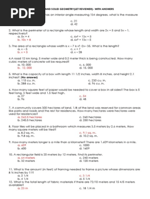 Plane and Solid Geometry-with Answers