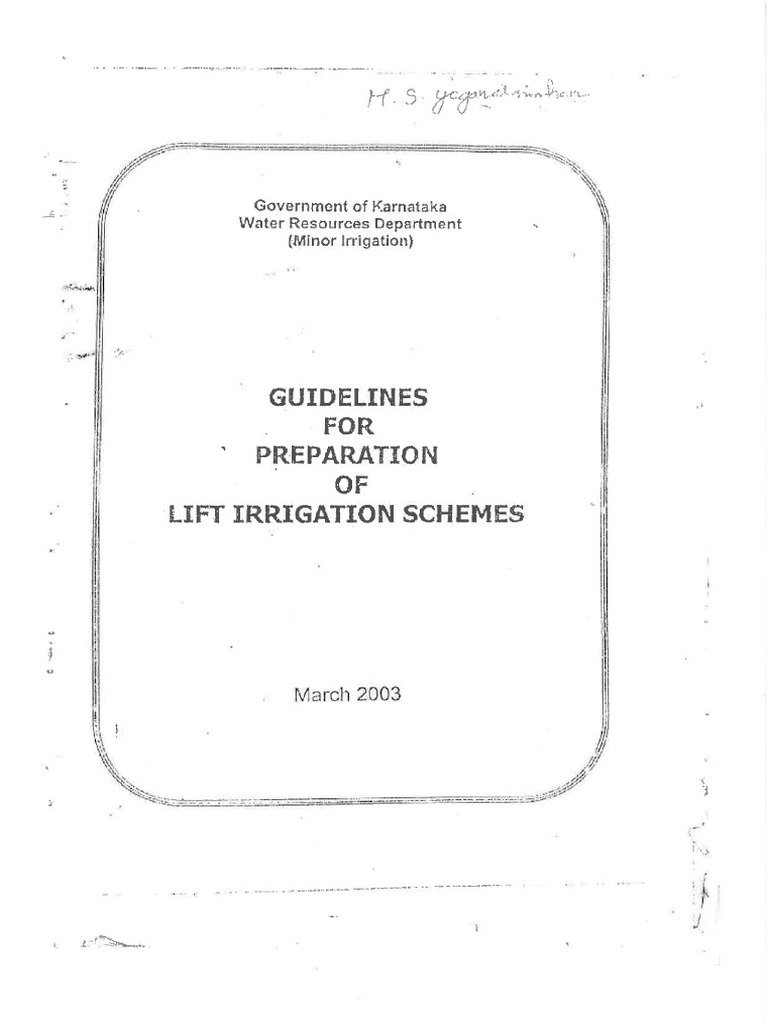 Guide Lines For Lift Irrigation Scheme PDF Intensive Farming