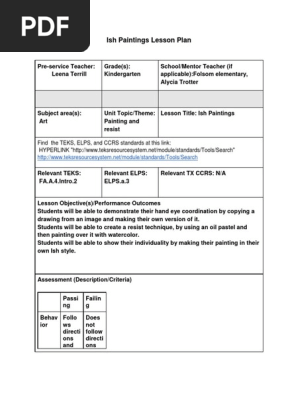  lesson plan kindergarten  