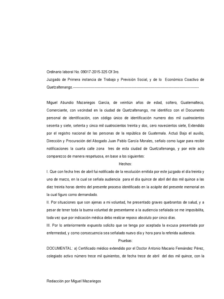 Memorial de Excusa | PDF | Guatemala | Gobierno