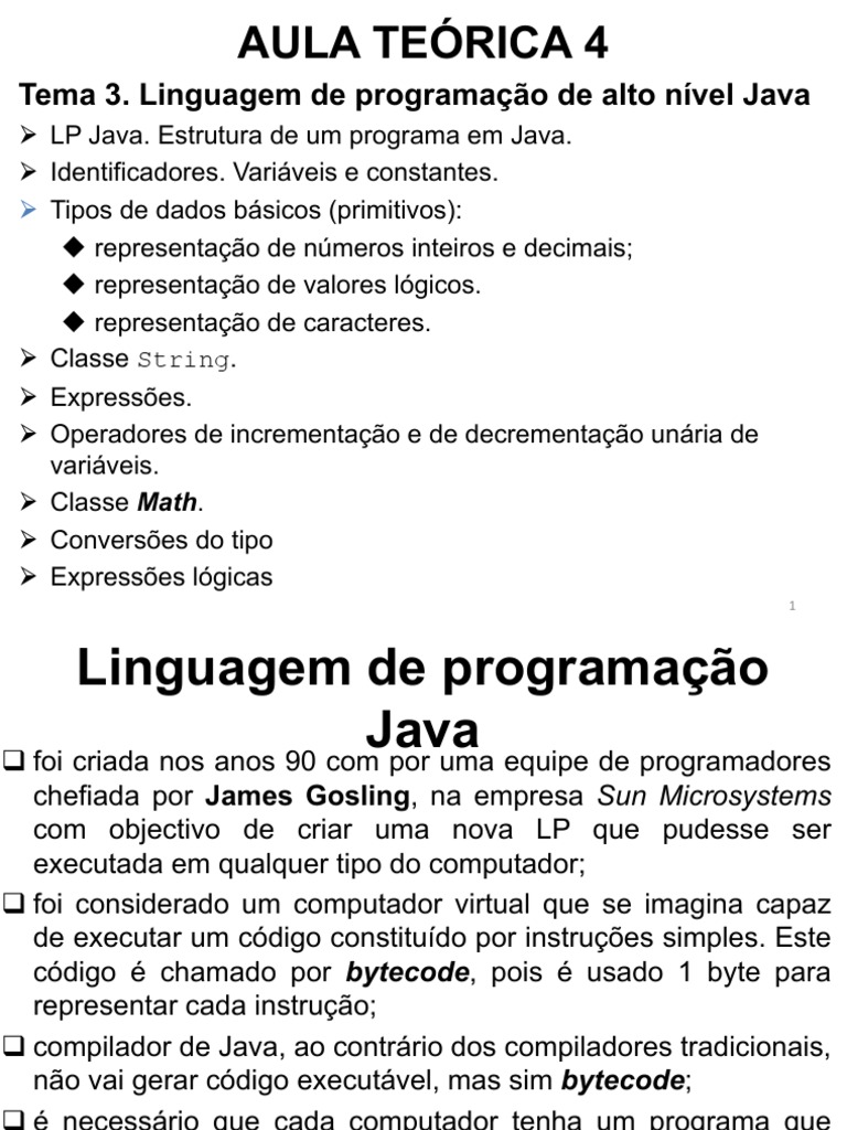 Estrutura e Tipos em Java | PDF | Tipo de dados | Java (linguagem de ...