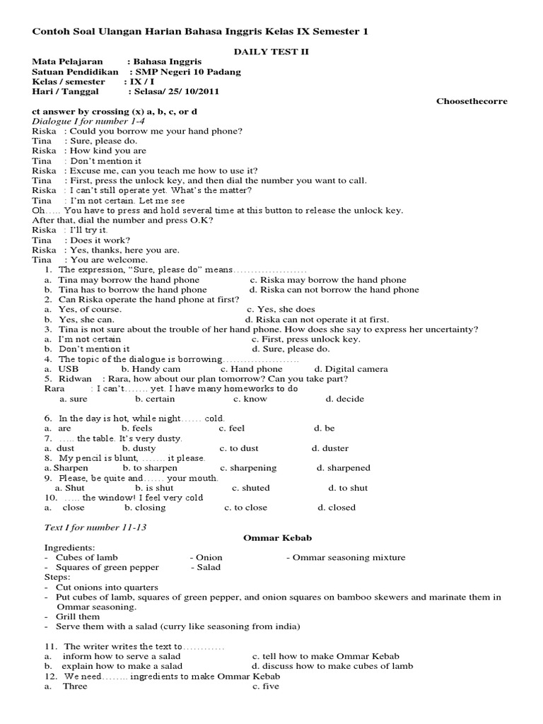 Contoh Soal Novel