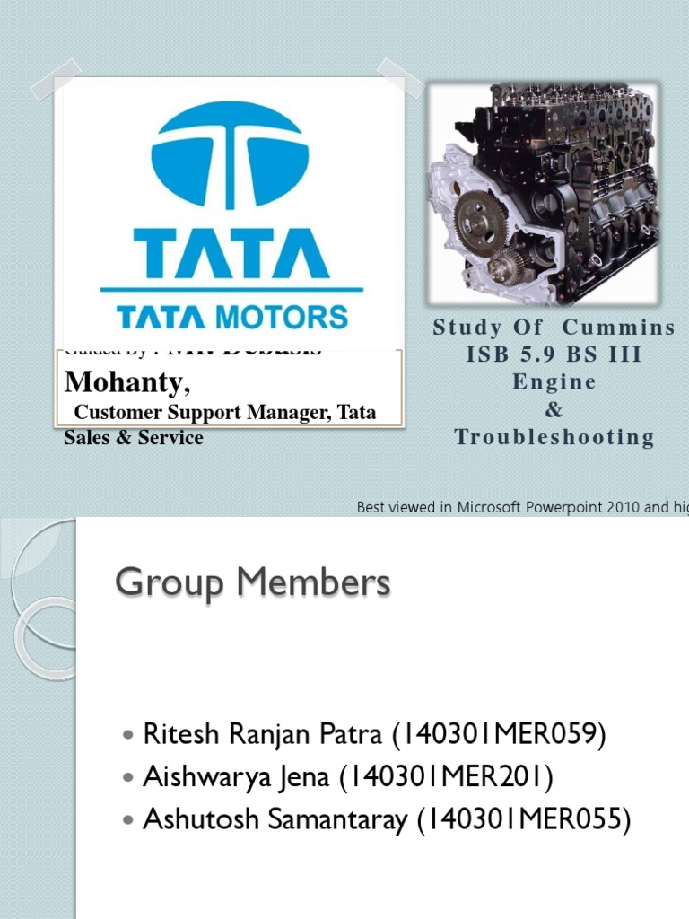 Tata Motors Presentation | PDF | Internal Combustion Engine | Piston