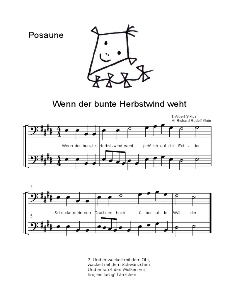 Wenn Der Bunte Herbstwind Weht E-dur 2 Posaunen