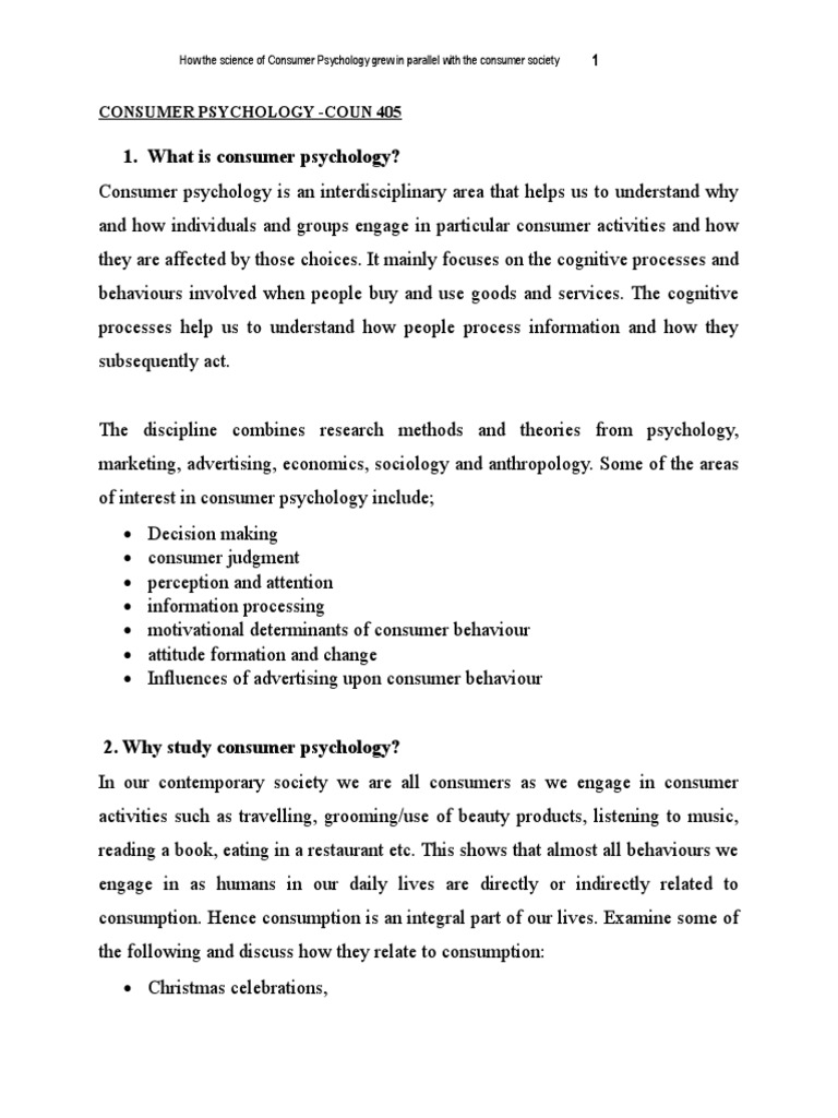 Overview of Consumer Psychology History | PDF | Consumer Behaviour ...