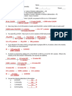Molarity, Molality, Normality, and Mass Percent Worksheet II Answer Key 11-12 PDF