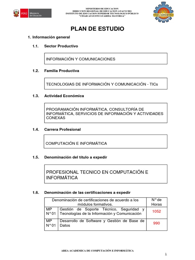 Plan de Estudios Computación e Informática 2017 | Descargar gratis PDF ...