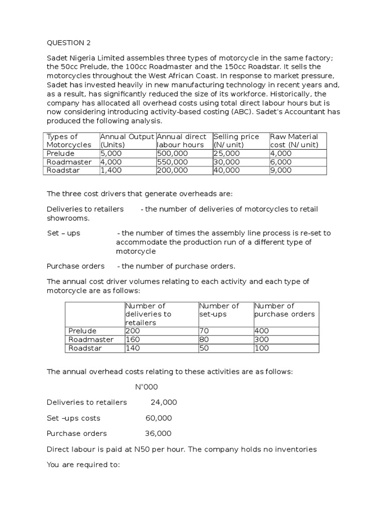 ABC Question | PDF | Cost Accounting | Inventory