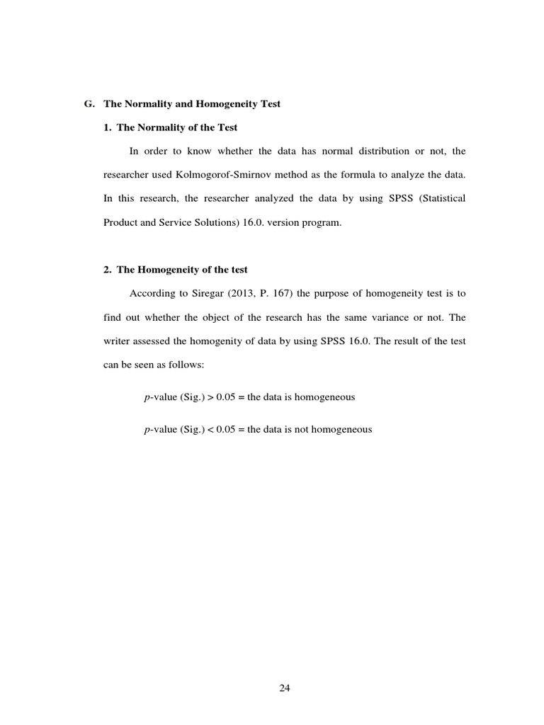Normality and Homogeneity Testing Methods | PDF