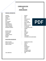 Curriculum Vitae OF Frans Molapo: Personal Information