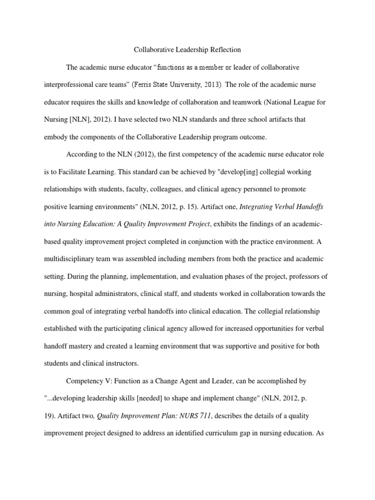 Collaborative Leadership Reflection | PDF | Leadership | Collaboration
