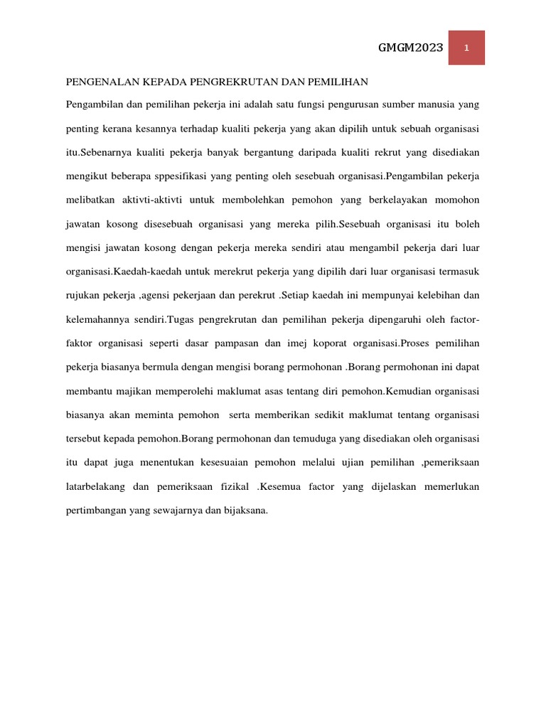 Assgiment Pengurusan Sumber Manusia Dlm Sektor Awam Pdf