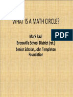What Is A Math Circle?: Mark Saul Bronxville School District (Ret.) Senior Scholar, John Templeton Foundation