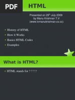 History of HTML How It Works Basics HTML Codes Examples