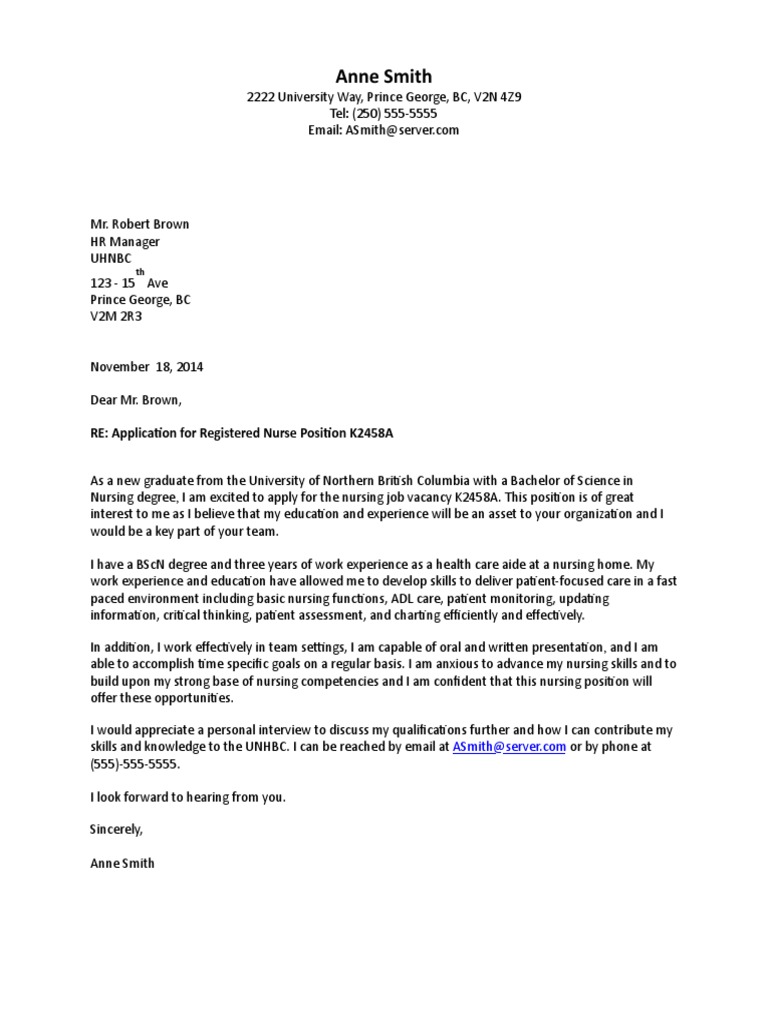 Sample Cover Letter Nursing Graduate3 PDF Nursing Health Care