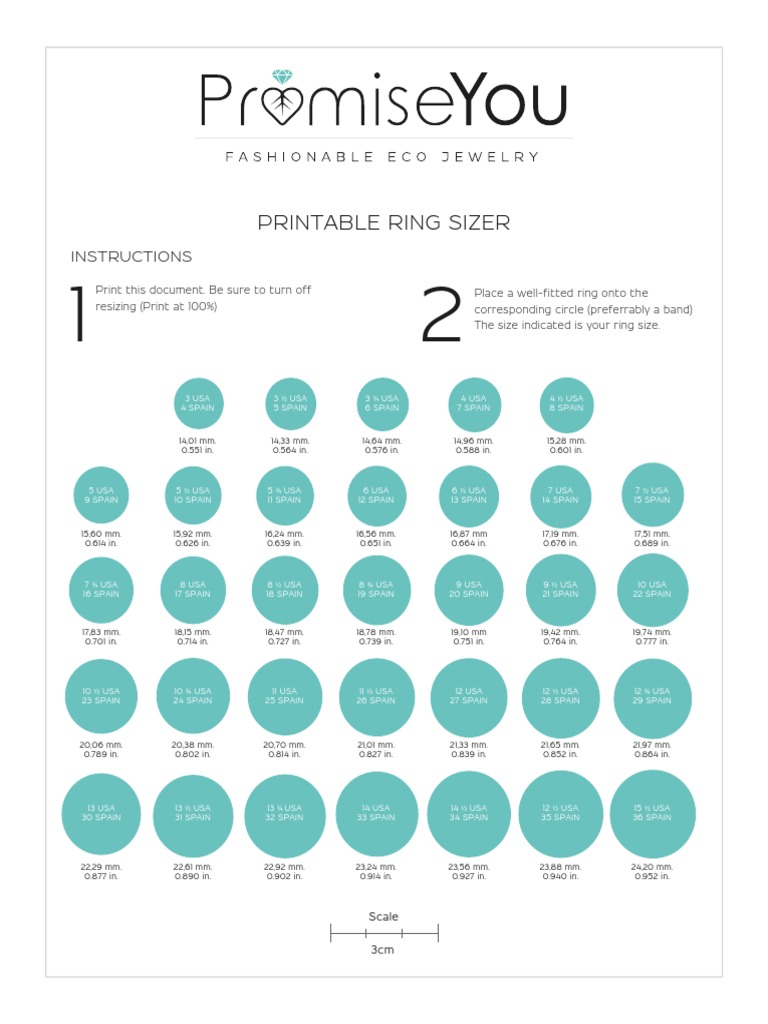 Printable Ring Sizer Instructions PDF Teaching Mathematics