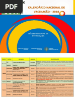 2018 - Calendário Nacional de Vacinação