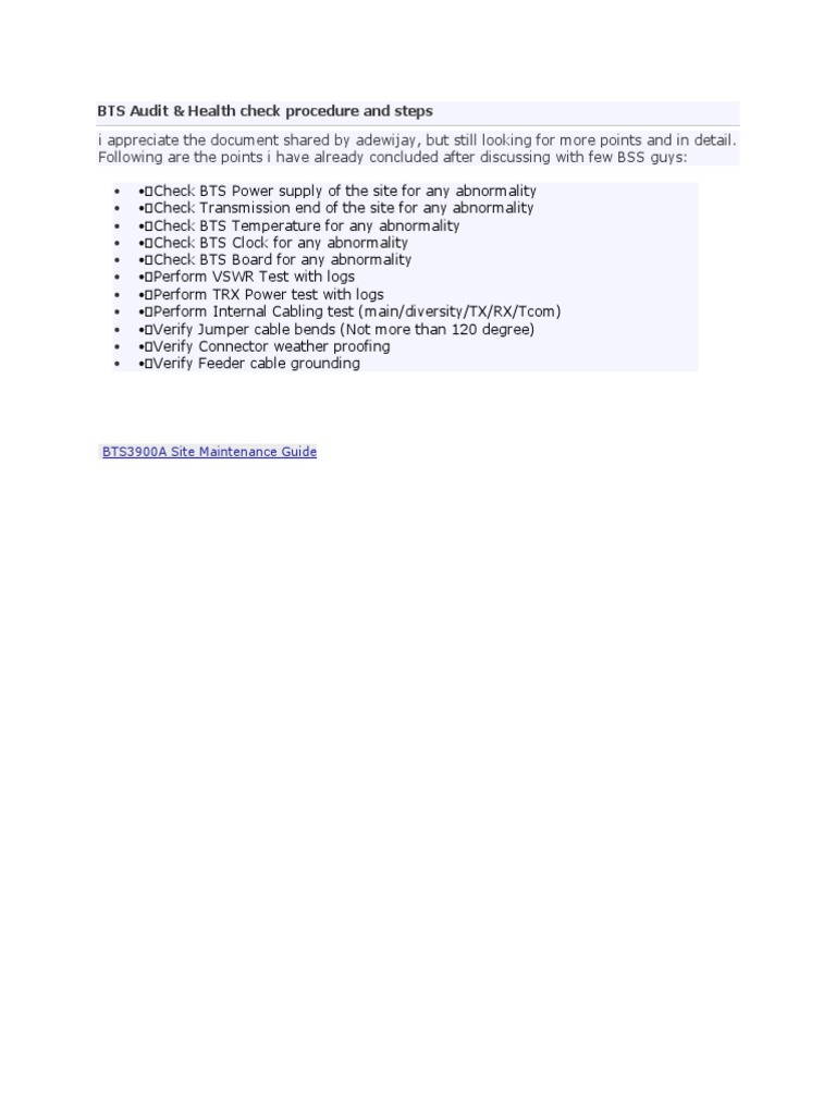BTS Audit Procedure Overview | PDF