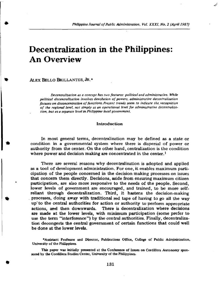 Overview of Political Decentralization in the Philippines | PDF | Local ...