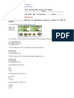 Evaluación de Matemática Unidad Nº0 Quinto