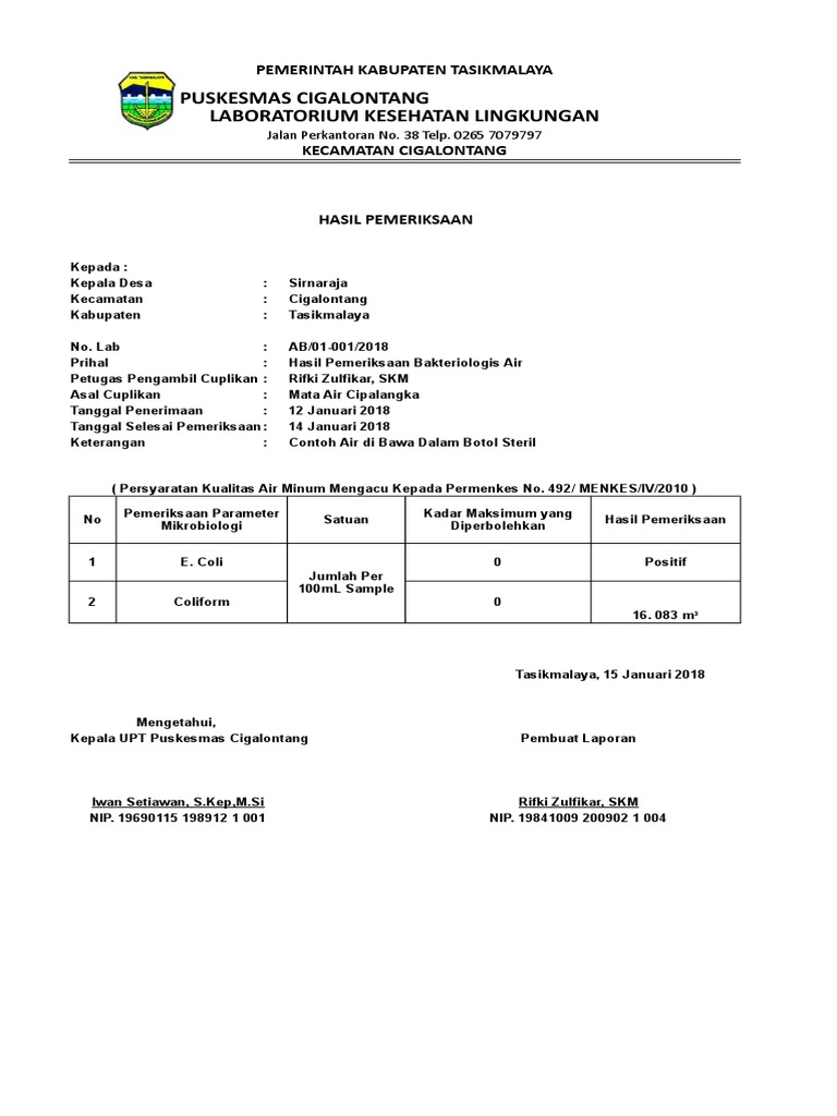 Pemeriksaan Air | PDF