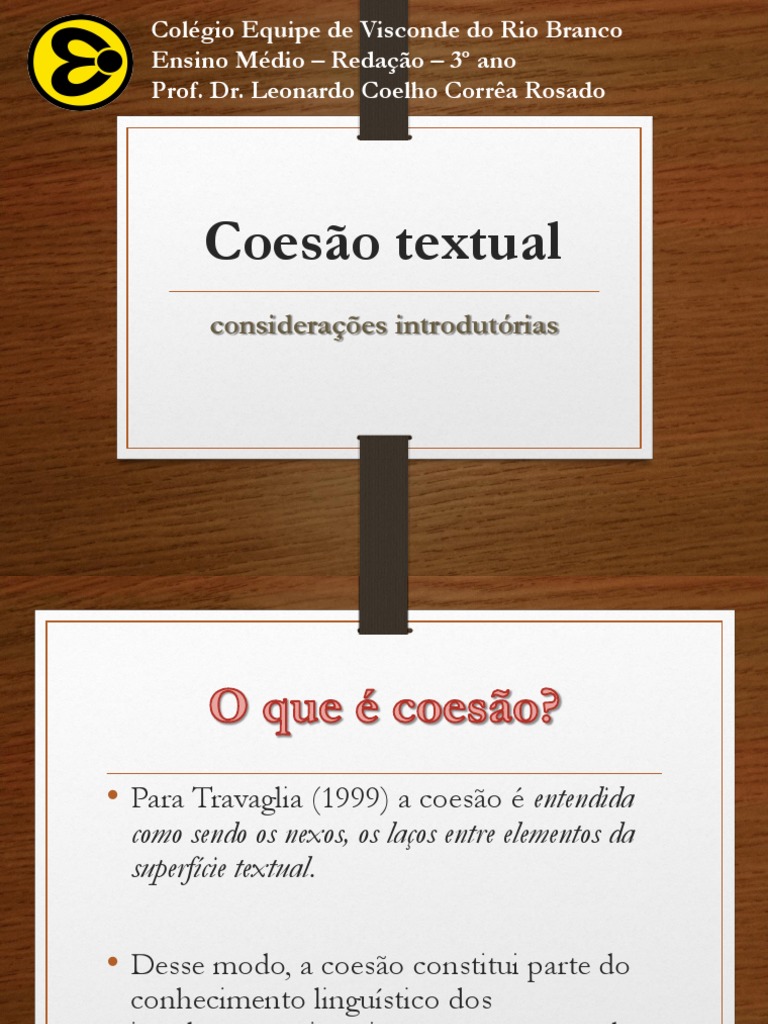 Coesão Textual: Definição e Exemplos | PDF | Coelho | Tempo