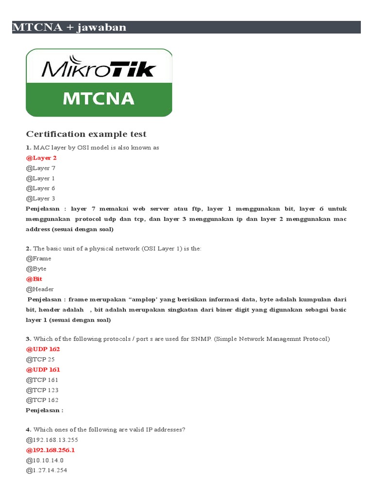 350144302 Soal Soal Mikrotik Mtcna Alamat Ip Gateway