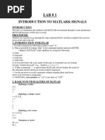 Introduction To Matlab& Signals: Defining A Scalar