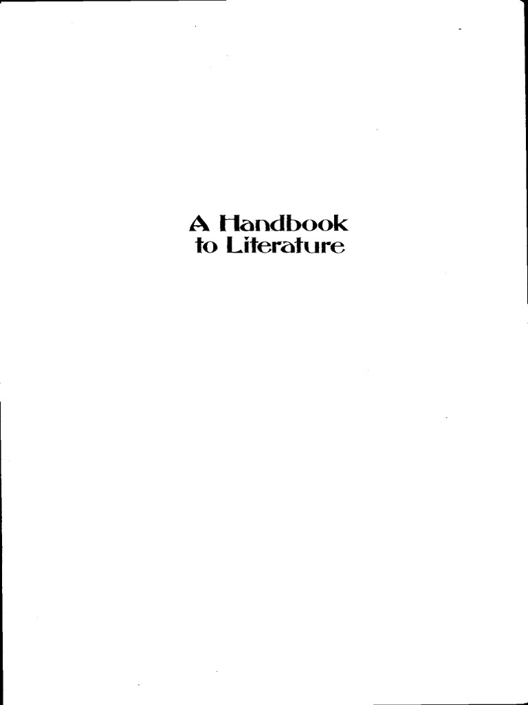 A Handbook To Literature 4th Edition By C Hugh Holman 1985 Pdf Stress Linguistics Abstraction