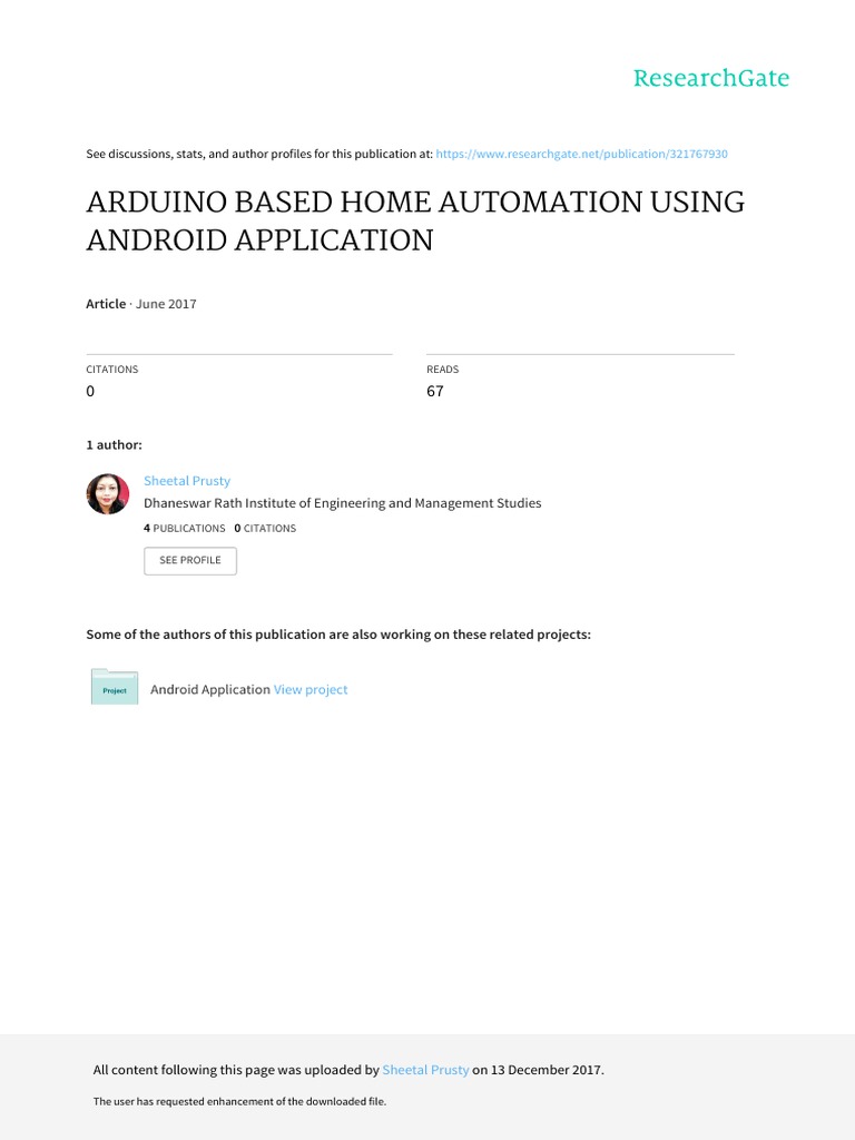 Arduino Based Home Automation Using Android Application | PDF | Relay ...