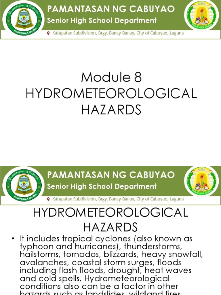 Hydrometeorological Hazards Overview | PDF | Storm Surge | Tropical ...