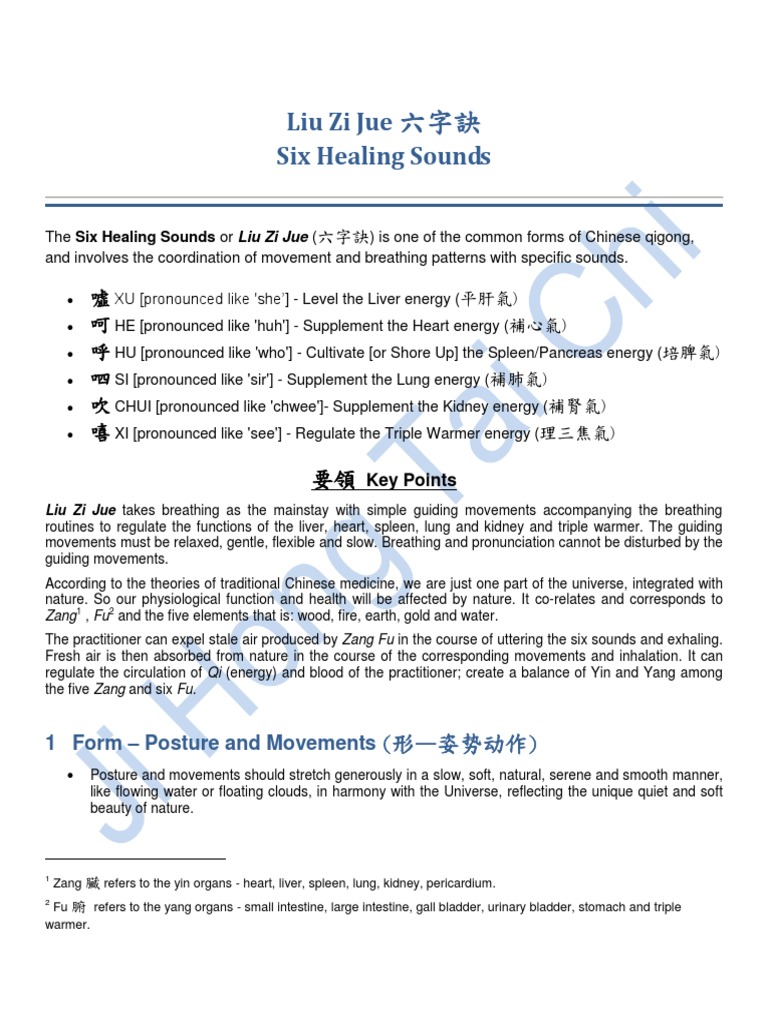 An Introduction to the Six Healing Sounds (Liu Zi Jue): A Common Form ...