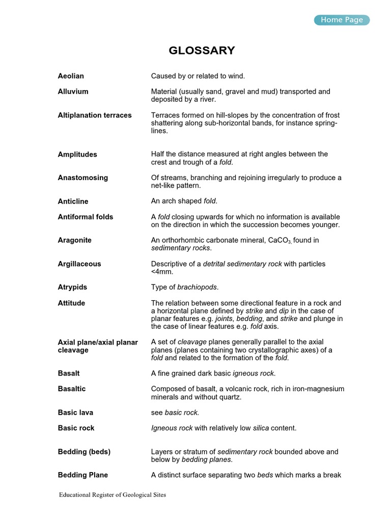 Geo Glossary PDF Sedimentary Rock Rock (Geology)