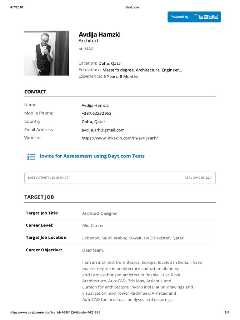 Avdija Hamzic - Bayt Profile | PDF