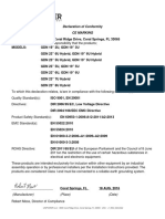 Declaration of Conformity Ce Marking: (Manufacturer) (Place) (Date)