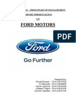 Ford Motors: Mgts F211/C211 - Principles of Management Report Presentation ON
