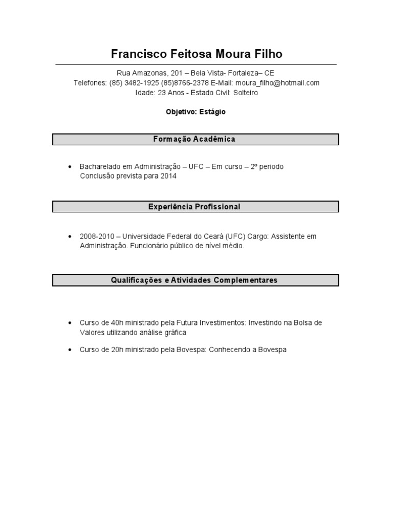 Curriculum vitae estagio image