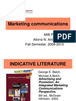 Marketing Communications: MIB Program Aliona N. Andreyeva Fall Semester, 2009-2010