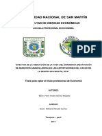 Efectos de La Reducción de La Tasa de Drawback en Las Exportaciones Del Cacao de La Región San Martin 2016