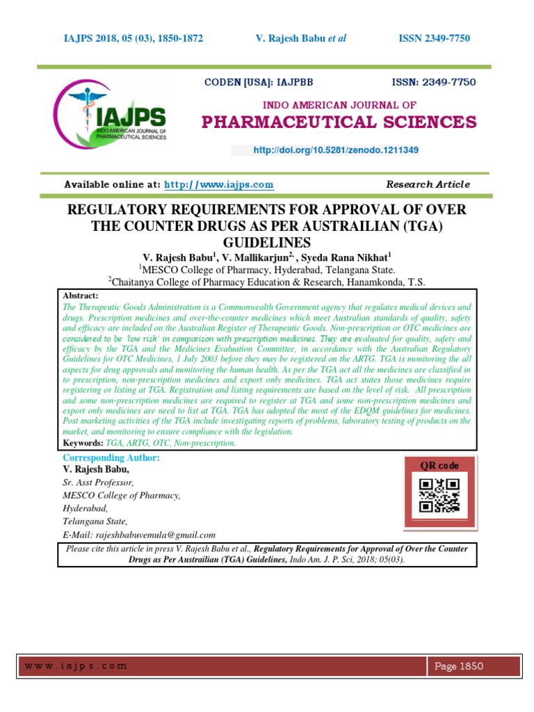 Regulatory Requirements For Approval of Over The Counter Drugs As Per ...
