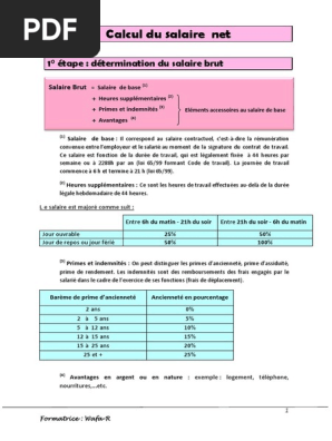 cours et exercice corrige de calcul salaire net et de l ir salarial au maroc pdf bulletin de salaire droit francais salaires
