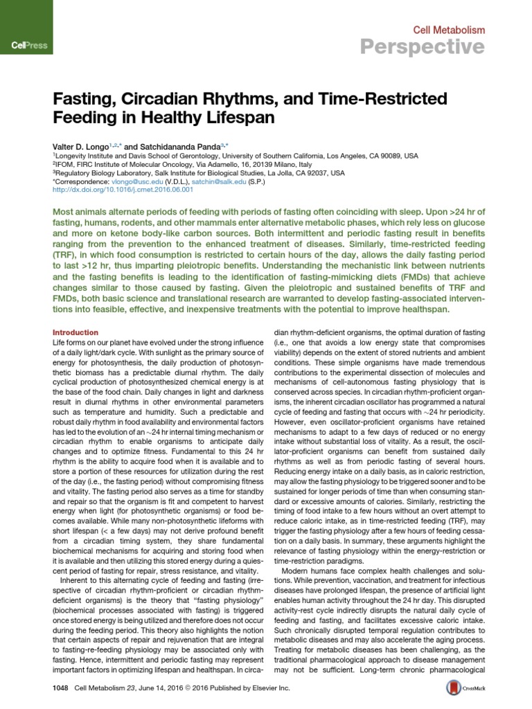 Fasting and Circadian Rhythms for Longevity | PDF | Circadian Rhythm ...