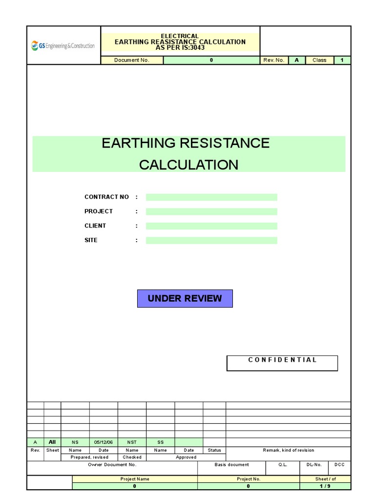 Earthing Resistance Calculation IS:3043 | PDF | Electrical Resistivity ...