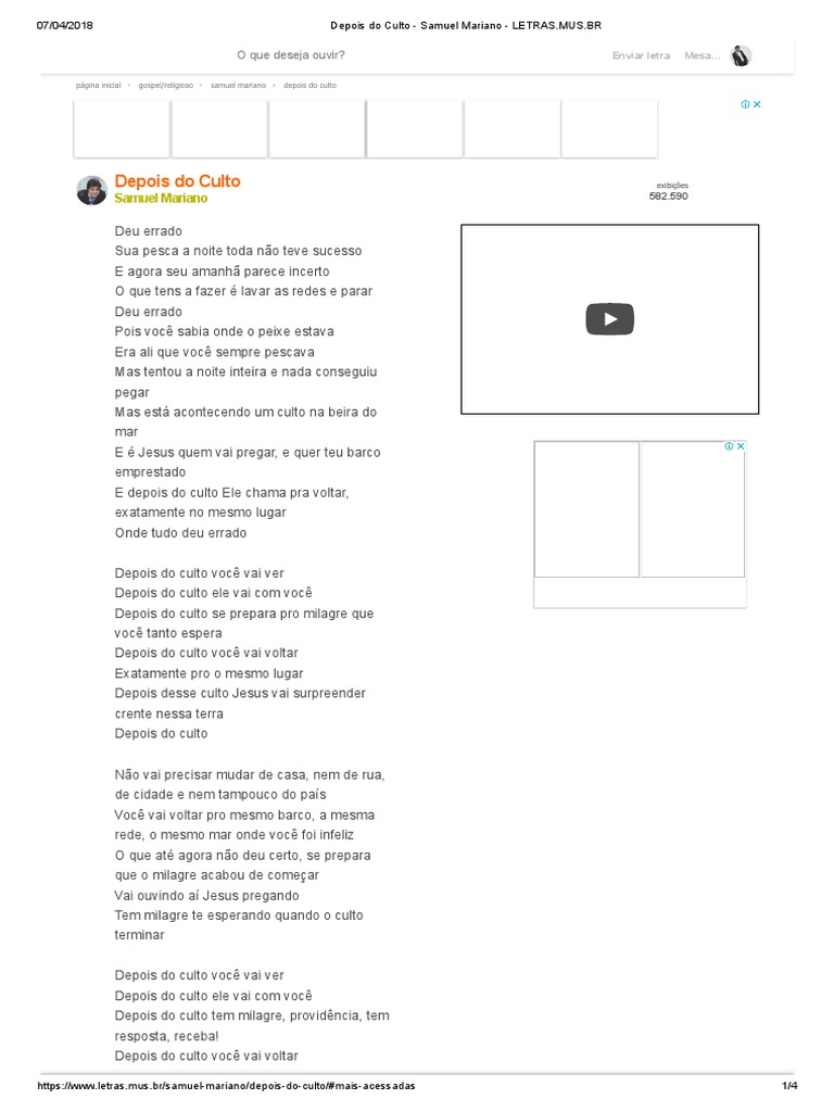 Depois Do Culto Samuel Mariano Pdf Jesus Entretenimento Geral